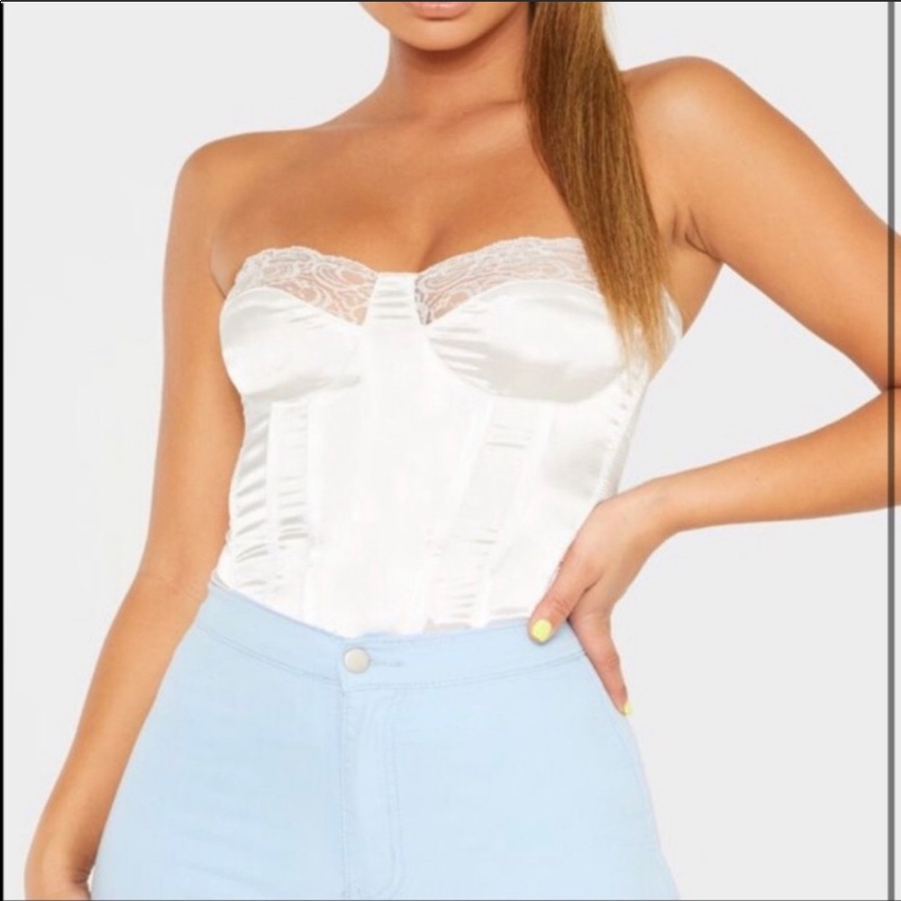 White Satin Corset Top - PLT